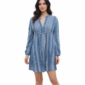 Blue Embroidered Women's Dress